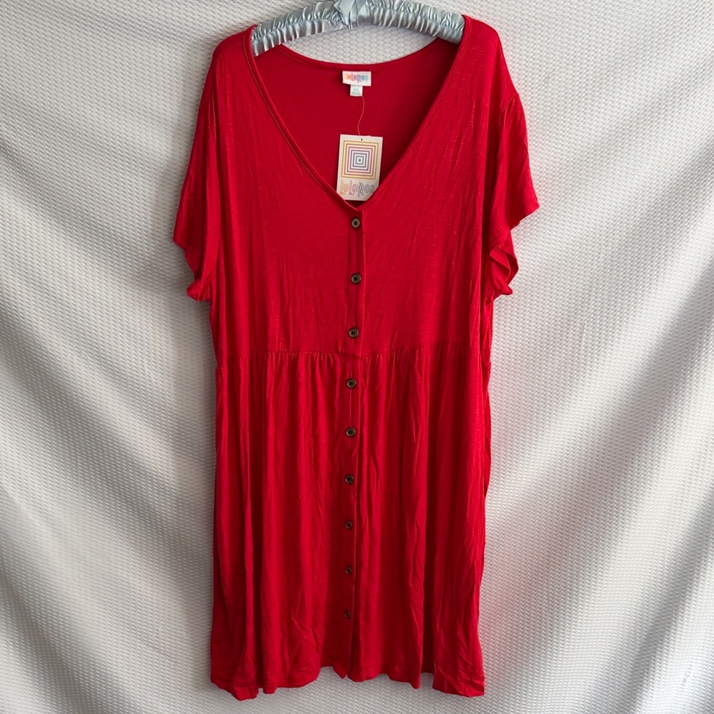 LuLaRoe Red Button-Down Dress